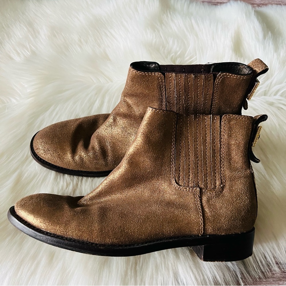 Tory Burch Leather Gold Booties Shoes Sz 8